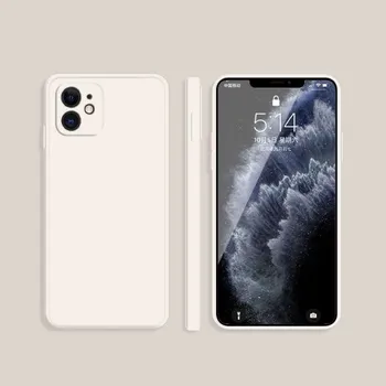 Pouzdro na mobilní telefon Silikonový ochranný kryt s rovnými hranami pro iPhone 11 - béžový