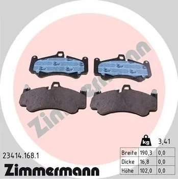 Brzdová destička Sada brzdových destiček, kotoučová brzda ZIMMERMANN 23414.168.1