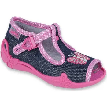 Dívčí bačkory BEFADO 213P112 19 - dív.sandálek, modrá, motýl Velikost: 26