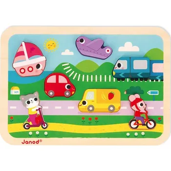 Dřevěná hračka Dřevěné vkládací puzzle 3D - Dopravní prostředky