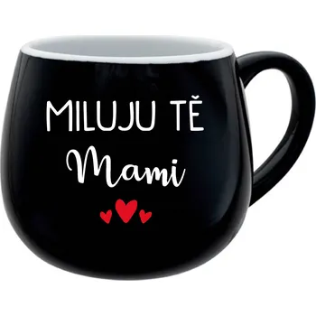 MILUJU TĚ MAMI - černý keramický hrníček 300 ml