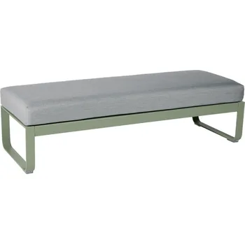 Zahradní lavice Šedá čalouněná lavice Fermob Bellevie 148 cm s kaktusově zelenou podnoží