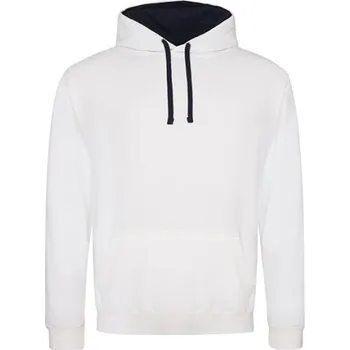 Pánská mikina Just Hoods Unisex mikina s kapucí JH003 Arctic White-French Navy S