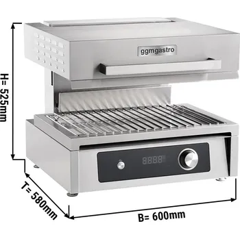 fritéza G.Gastro Commercial Infrared Salamander Grill PREMIUM - 4.5 kW - 220V - Ceramic Glass - 3 Programmes - Tabletop