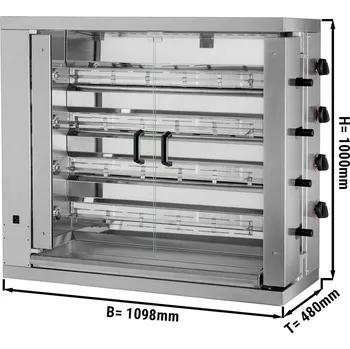 Kuchyňský gril G.Gastro Plynový gril na kuřata ECO se 4 rožni pro 24 kuřat - 1098 x 480 x 1000 mm