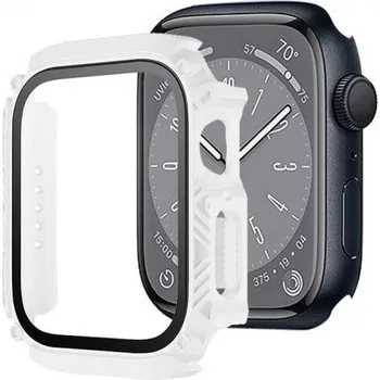 Pouzdro na mobilní telefon Odolné Armor pouzdro s tvrzeným sklem pro Apple Watch 41mm - bílé