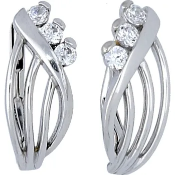 Náušnice Goldstore Stříbrné lesklé náušnice tři zirkony Váha: stříbrné náušnice