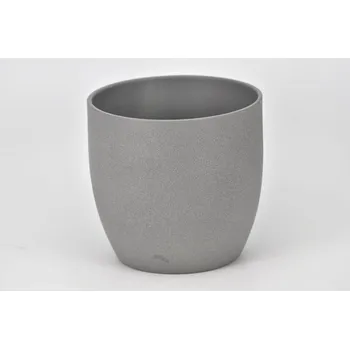 Květináč Keramický květináč Basel matný 16 cm tmavě šedý efekt kámen II. jakost