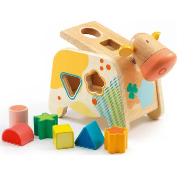 Dřevěná hračka Vkládačka kravička Maggy - tvary a barvy