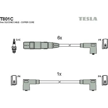 Zapalovací kabel Sada kabelů pro zapalování TESLA T801C