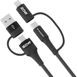 Wozinsky WNBAA kabel 4v1 2x USB-C + USB + Apple Lightning / 1m / 60W / černý