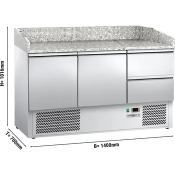 Lednice G.Gastro Chladicí stůl na pizzu ECO - 1,4 x 0,7 m - se 2 dveřmi & 2 šuplíky 1/2