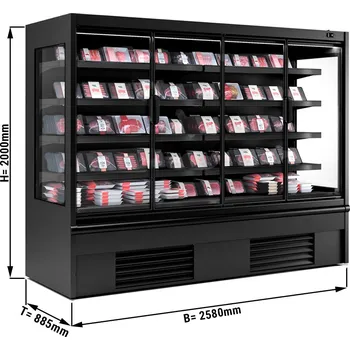 Vinotéka G.Gastro Přístěnný chladicí regál černý - 2,58 x 0,88 m - se 4 policemi