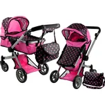 Mamido Kočárek pro panenky Alice 2v1 růžovo-černý