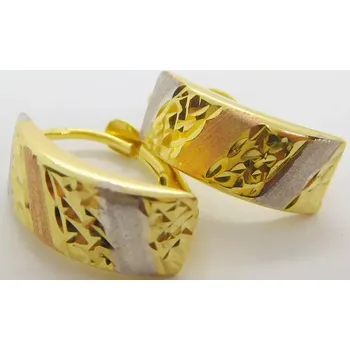 Náušnice Klenoty Budín Dámské kruhové zlaté náušnice ze tří barev zlata 585/1,33gr 02349 (Klenoty Budín Dámské kruhové zlaté náušnice ze tří barev zlata 585/1,33gr 02349)