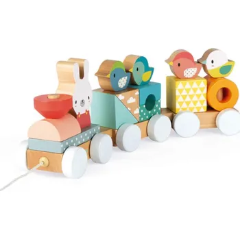 Dřevěná hračka Dřevěný vláček se zajíčkem