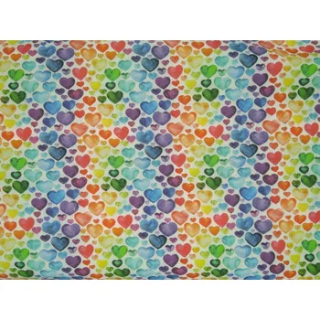 Bavlněná látka Srdíčka barevná 150 cm