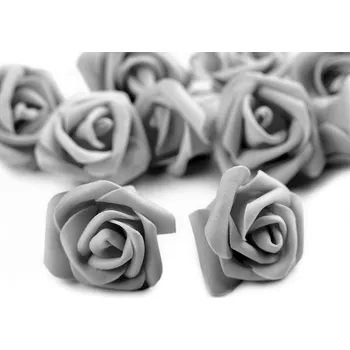 Dekorační pěnová růže Ø3-4 cm - 10ks Barva: šedá sv.