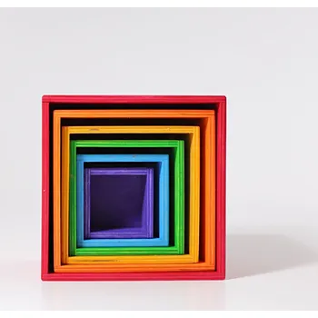 Dřevěná hračka Grimm's - Barevné duhové krabičky - 6 ks