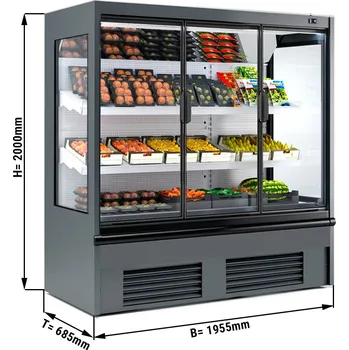 Vinotéka G.Gastro Přístěnný chladicí regál šedý - 1,96 x 0,68 m - se 2 policemi & zrcadlem