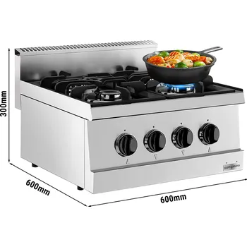 Sporák G.Gastro Komerční plynová varná deska se 4 hořáky - Vysoce výkonné litinové hořáky a rošty
