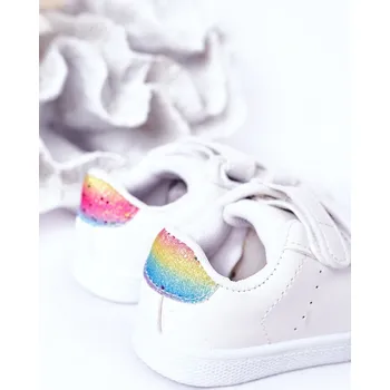 Dívčí obuv Boto Dětské Tenisky Se Suchým Zipem Bíle-Duhové Cute Girl Boto bílá 1612467