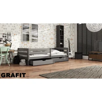 Dětská postel Postel ERGO s úložným prostorem 80x180 cm masiv odstín grafit