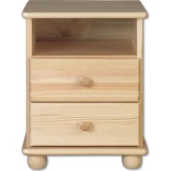 Noční stolek Noční stolek DN 105 borovice masiv -2 šuplíky