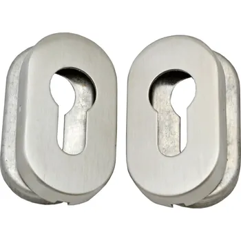 Dveřní kování Oválná rozeta na cylindrickou vložku 66x32 mm, 1 pár, broušená nerez