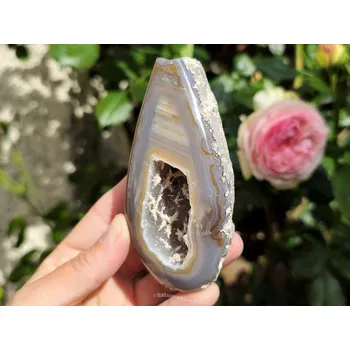 Přírodní kámen Geoda achát šedo - hnědý Brazílie 238g