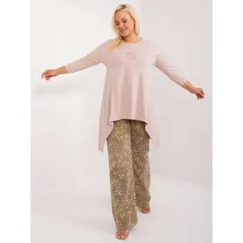 Dámská tunika Dámská halenka plus size s kulatým výstřihem béžová