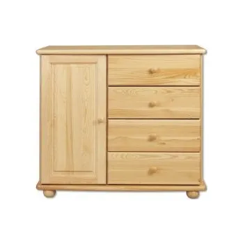 Ložnice Dřevěná komoda BM118 borovice masiv 100x90x45 cm NELAKOVANÁ