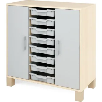 Zahradní úložný box Nízká skříň ORZE 2 dveře a 8 zásuvek (více barev) Šedá Buk