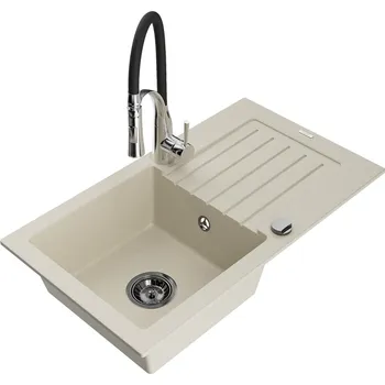 Mexen Pablo 1miskový granit dřez s odkapem a baterií Aster, béžová 6510-69-73450-07-B