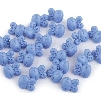 Galanterie Knoflík plastový, 13x16mm, zajíc, modrý