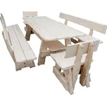 Zahradní set z masivního smrkového dřeva MO266 BĚLENÝ LAK