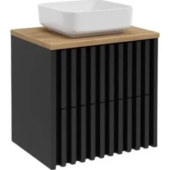 Koupelnový nábytek SAT Koupelnová skříňka s dubovou krycí deskou SAT Delano 60x56x45 cm černá DELANO60ZCDE DELANO60ZCDE