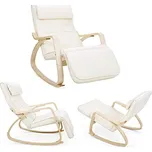 Relaxační houpací křeslo z březového dřeva | béžové