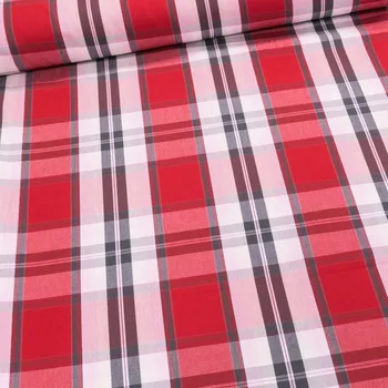 Potahové akrylové plátno (dralon, teflon) na zahradní nábytek, červeno-šedé káro, š.140cm (látka v metráži)