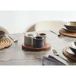 Sada 3 různobarevných mramorových misek podnos z akáciového dřeva lžíce servírovací nádobí z nerezové oceli Beliani