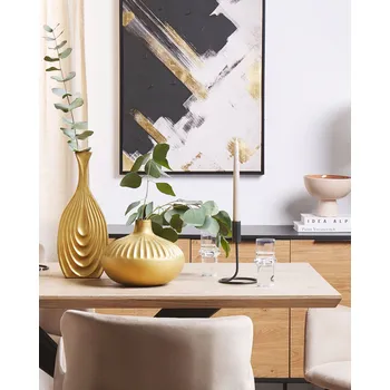 Váza Dekorativní váza zlatá kamenina 20 cm doplněk do domácnosti na stůl glamour styl Beliani