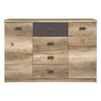 Pohovka Black Red White MALCOLM komoda KOM2D4S dub canyon monument s potiskem 3D/šedý wolfram