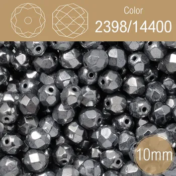 Korálek Korálky BROUŠENÉ 10mm. Barva 2398-14400, Neprůhledná barva hematit. Balení 10Ks.