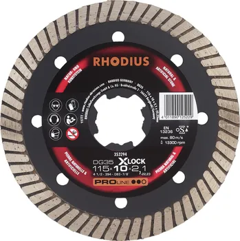 Řezný kotouč RHODIUS Diamantový řezný kotouč DG35 X-LOCK 115 x 10,0 x 2,1 x 22,23 PROline