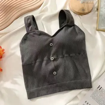 Žebrovaný top s knoflíky Barva: Šedá, Velikost: S