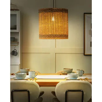 Závěsná lampa přírodní papírové lano odstín boho osvětlení závěsné světlo Beliani