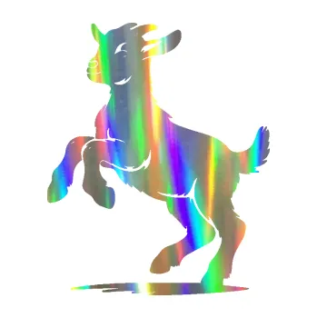 Samolepící dekorace Kůzle 001 levá mladý kozlík (93 - Holografická) SAMOLEPKA NA AUTO, NÁLEPKA, FÓLIE, POLEP, TUNING, VLASTNÍ TEXT, TISK, AUTOSAMOLEPKY.cz, POLEPY, OBRÁZEK, LOGO, 3D STICKERS