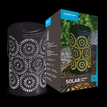 Dekorativní svítidlo Svítidlo solární ML-LT010 LED stolní Lucerna 20cm,černá, dekor květiny