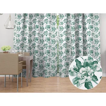 ubrus Dekorační závěs TF-091 Zelené květiny na bílém 140x140 cm