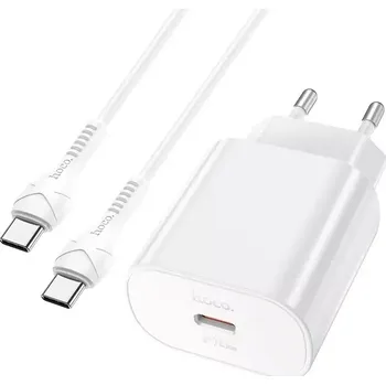 Napájecí adaptér HOCO N22 Jetta , 1x USB Typ C, QC 3.0 PD 25W, kabel Typ C - typ C, barva bílá